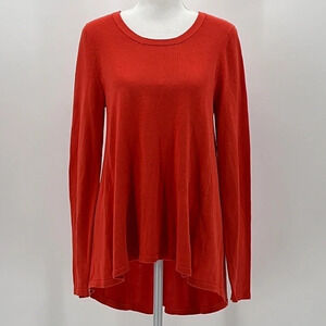 Eileen Fisher Organic Cotton Hi Lo Pointelle Sweater in Persimmon - Size Small